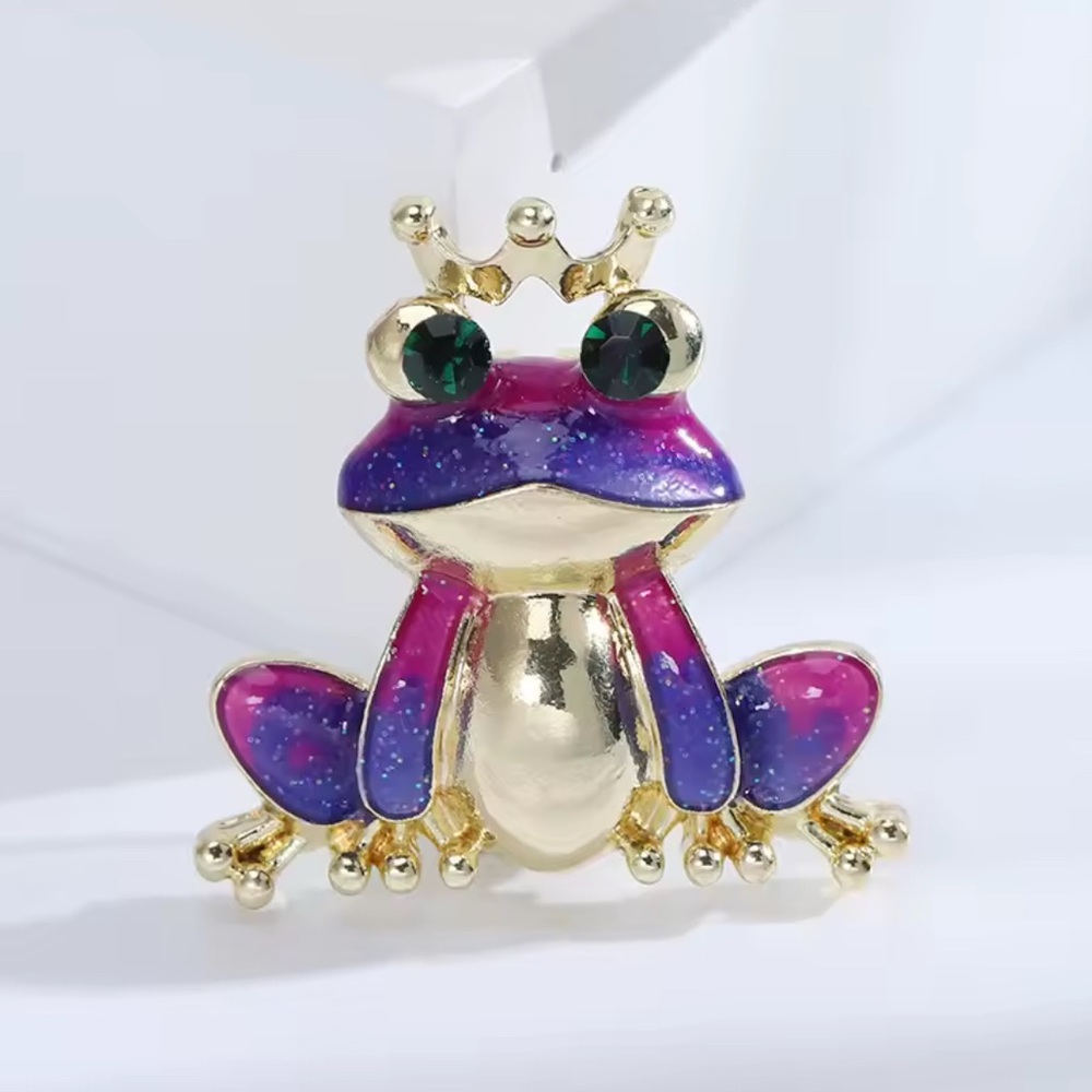 Colorful Frog‎ Brooch with Crown